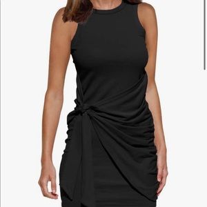 Summer casual sleeveless tank dress tie waist